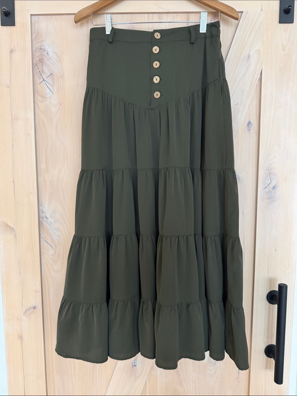 Listicle Olive Green Tiered Maxi Skirt Medium NWT